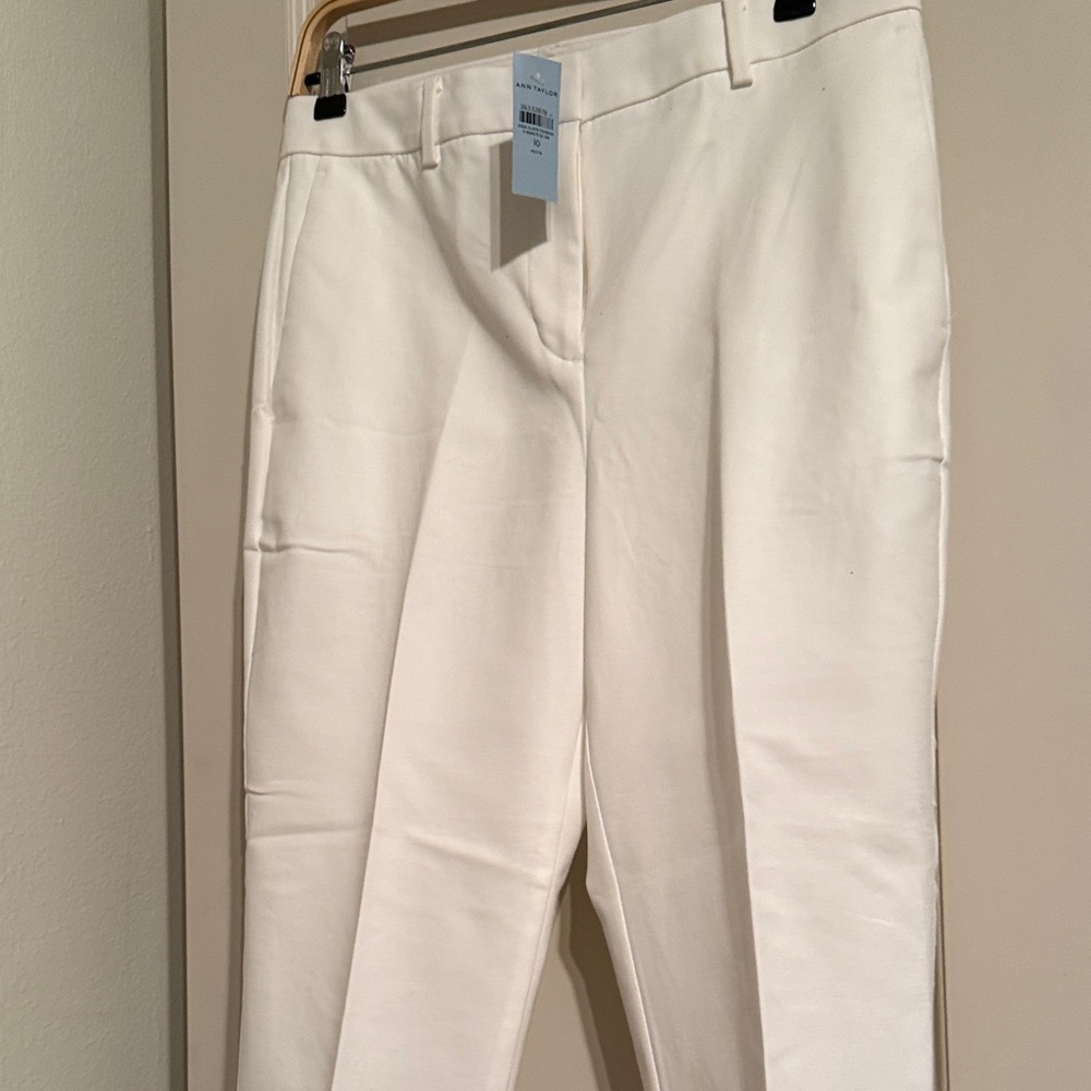Ann Taylor Ivory High-Rise Tailored Pants